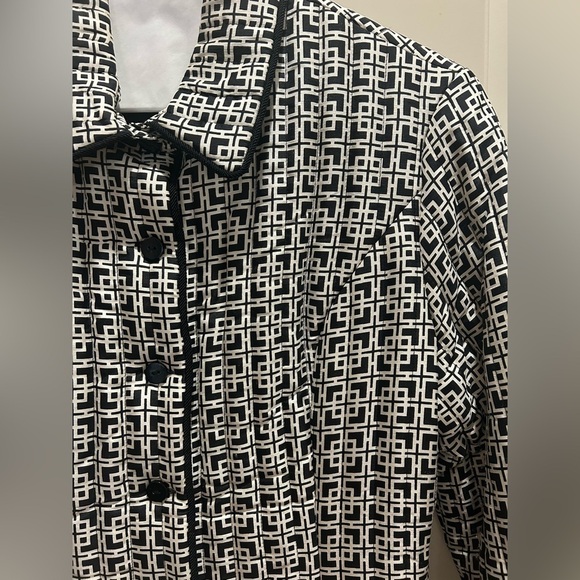 Silkland Pure Silk Jacket Geometric Black White Quilted Women’s M Artsy - Picture 3 of 11